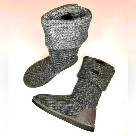 BEARPAW Women's Gray Knit Tall Winter Boot US Size 7 - Picture 6 of 9